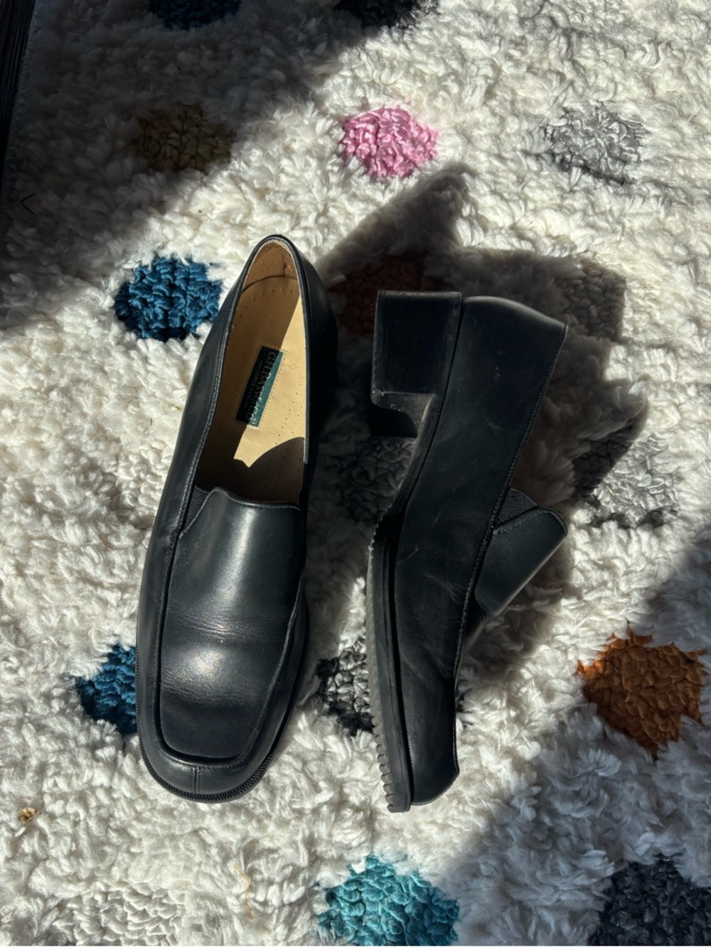 G.H. Bass & Co Black Leather Heeled Loafers